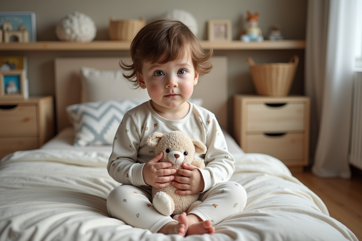 Petit garçon endormi dans sa chambre cocooning